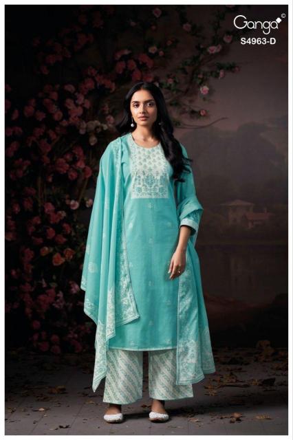 Ganga ivania 4963 manufacturer and wholesaler of dress material from ludhiana